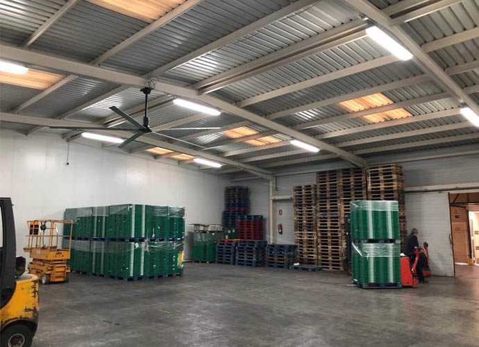Local de instalação do ventilador hvls na fábrica