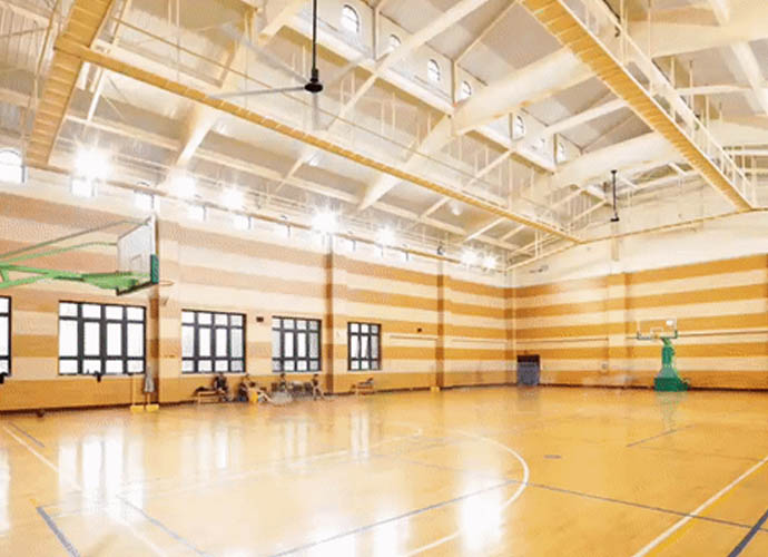 Fan in gymnasium