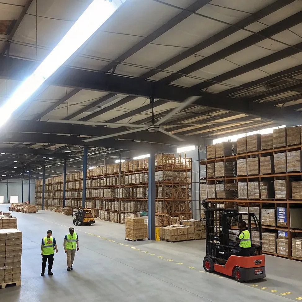 Large ceiling fan in warehouse