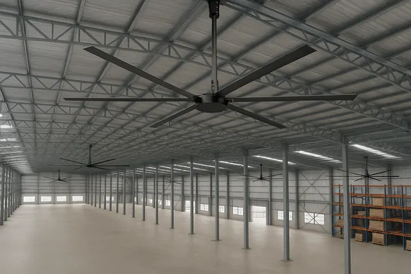 HVLS Fans keeping a large warehouse cool