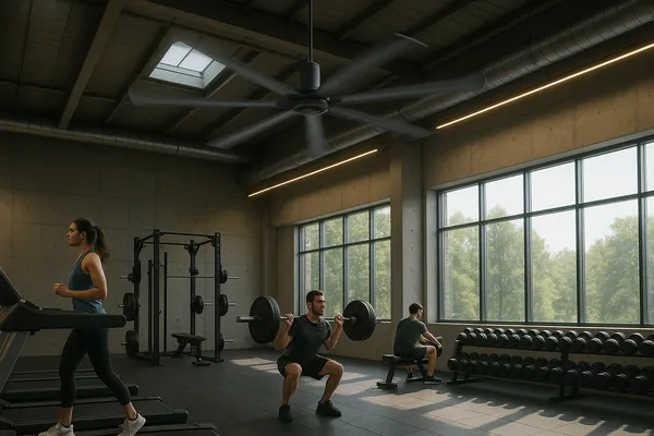 The quiet industrial fans in the gym