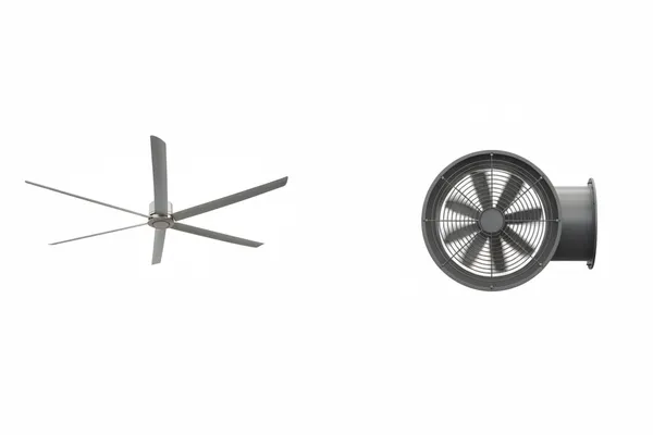 HVLS fan and exhaust fans